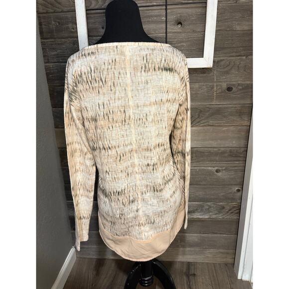 Calvin Klein Jeans thin keyhole beige pullover long sleeve blouse women's size M - Picture 4 of 9